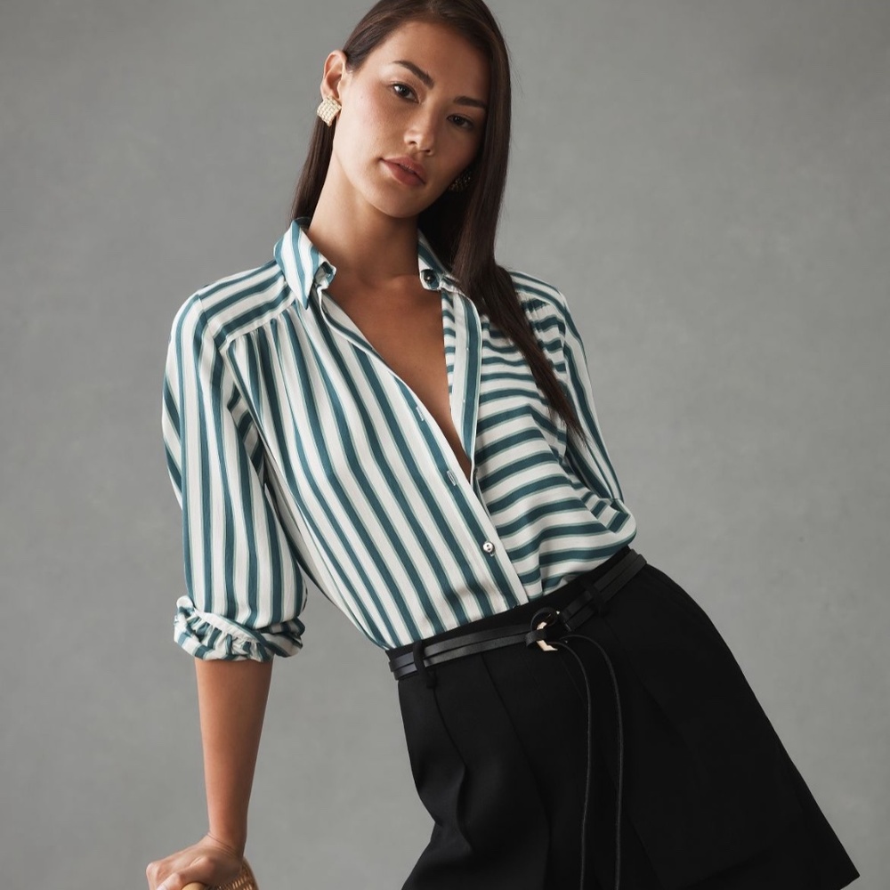 Maeve Silky Striped Buttondown